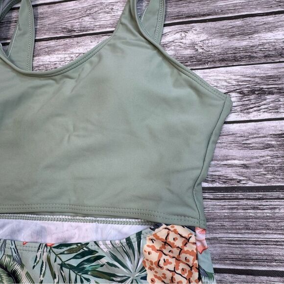 Unbranded Women's One Piece Bathing Swim Suit S SM Small Cutout Tropical Green - Picture 8 of 13